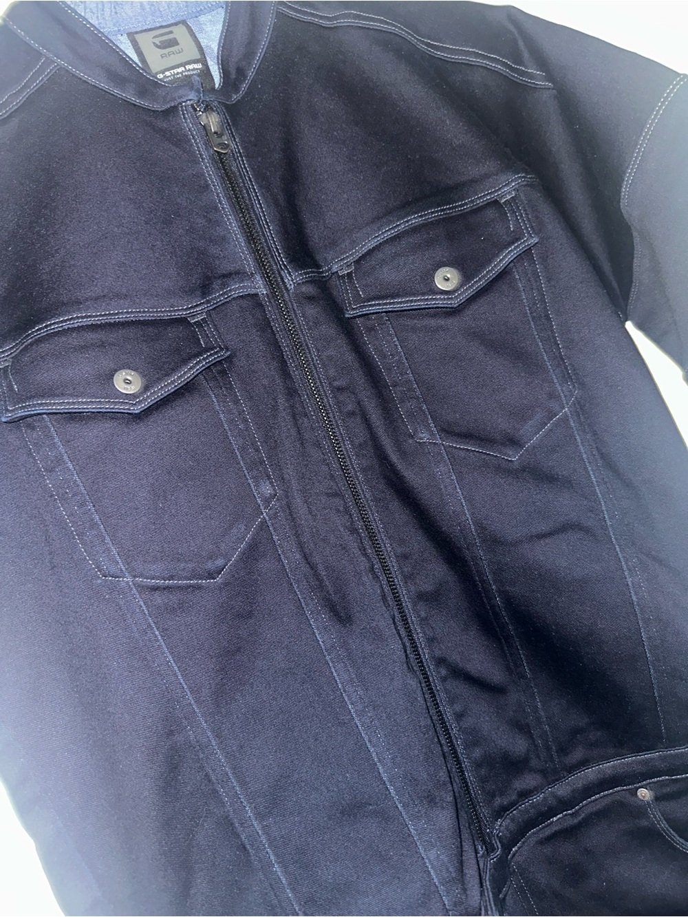 G-Star Navy Zip-Front Jumpsuit with Chest Flap Pockets